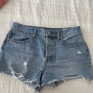 Free People Blue Distressed Denim Shorts